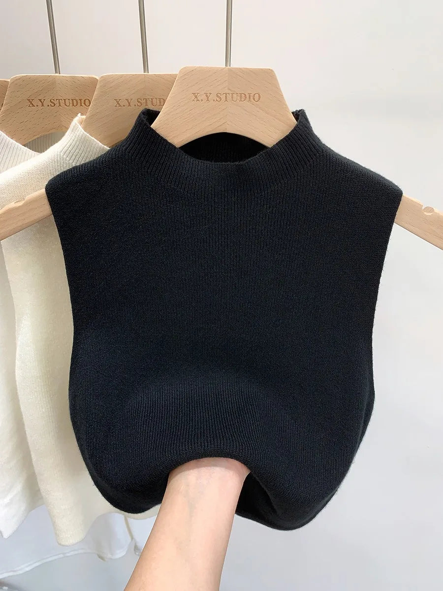 2024 Women Knitted Tank Top Summer Fall Slim Sweater Short Sleeveless Solid Spring Autumn Sweaters Pullovers