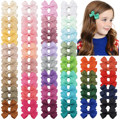 10Pcs Tiny Baby Bows Clips Fully Covered 2" Hair Bows Barrettes Clips Hair Accessories for Baby Girls Infants and Toddlers in Pa